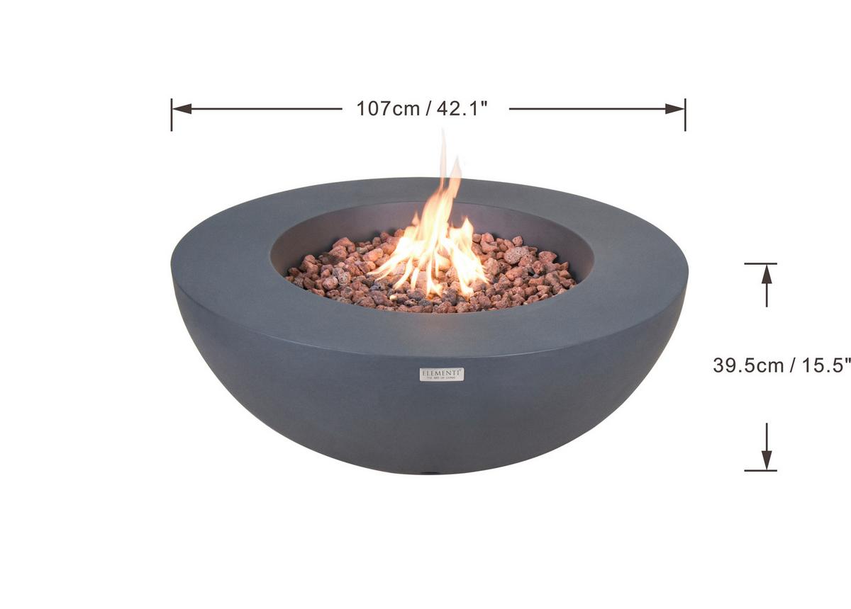 Feuerstelle Lunar Dunkelgrau - Dunkelgrau, MODERN, Stein/Metall (107/40cm) - Gardenson
