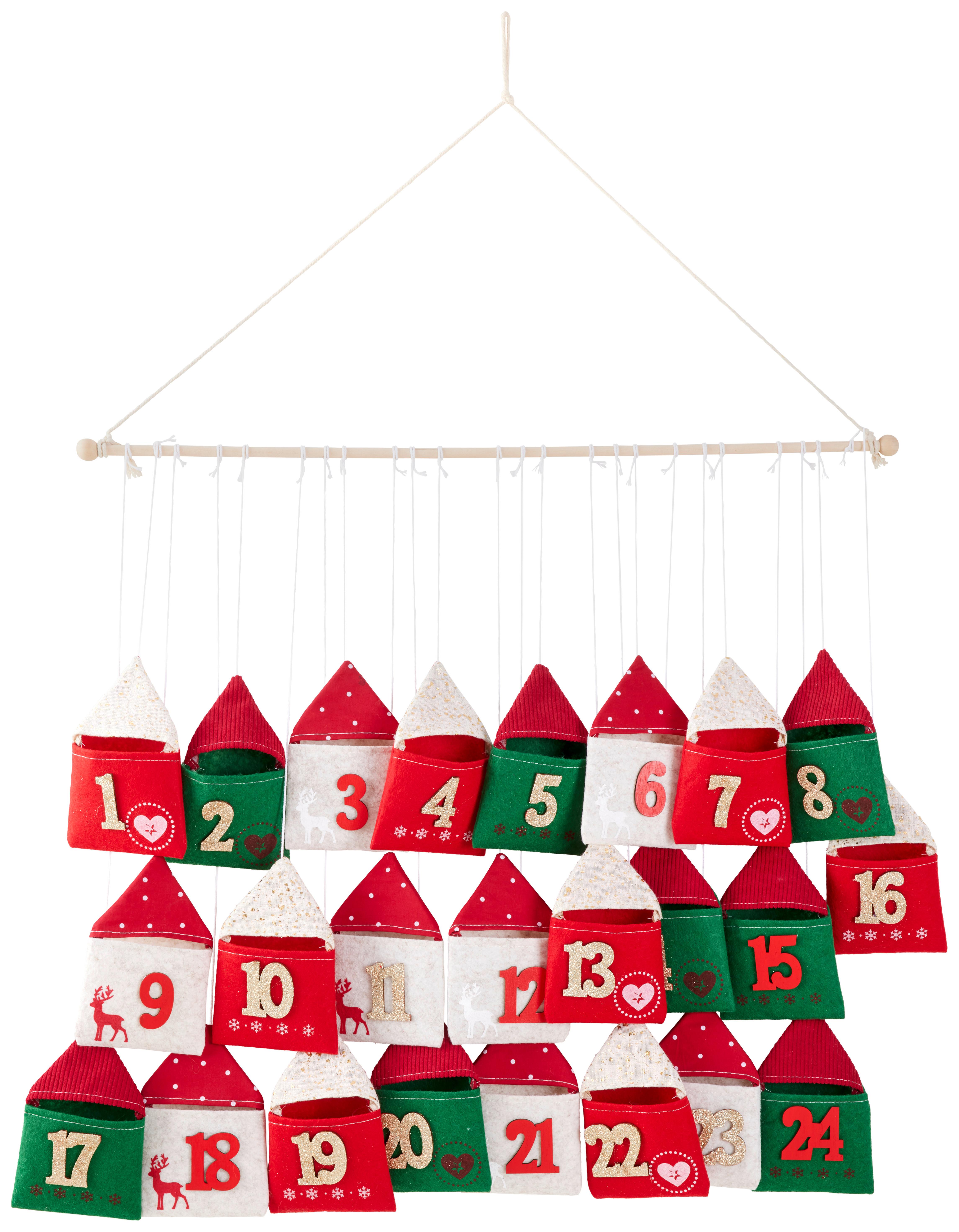 Calendar de Advent BAGS I -PAZ- - verde/roșu, Lifestyle, lemn/textil (70/60cm) - Modern Living