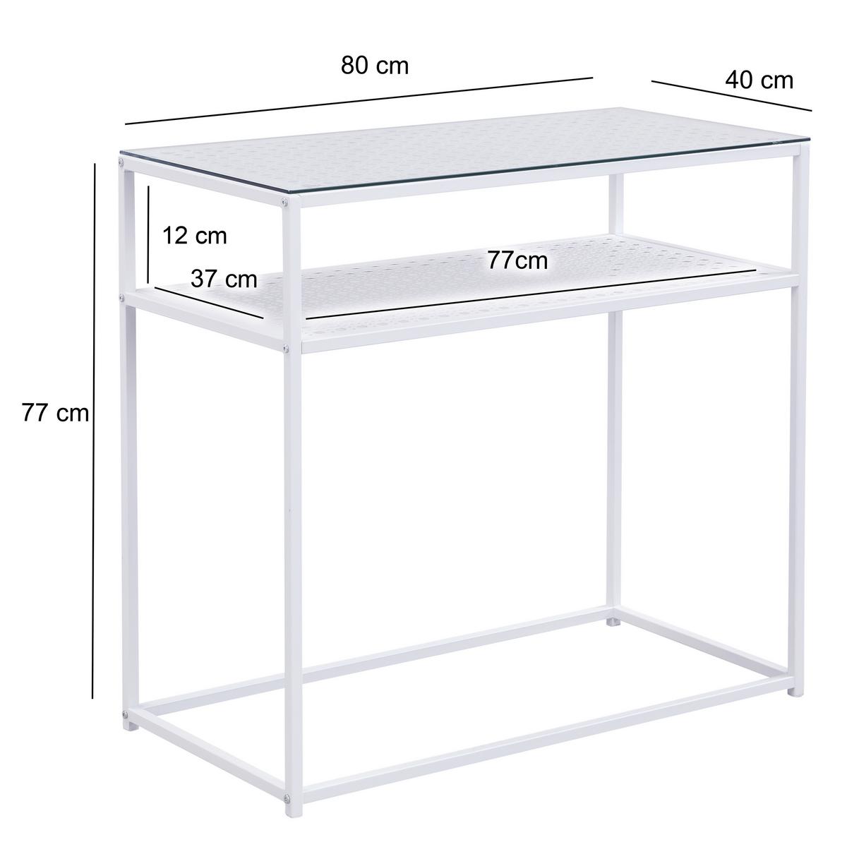 Konsolentisch Wl7.334 - Weiss, Design, Glas/Metall (80/40/77cm) - MID.YOU