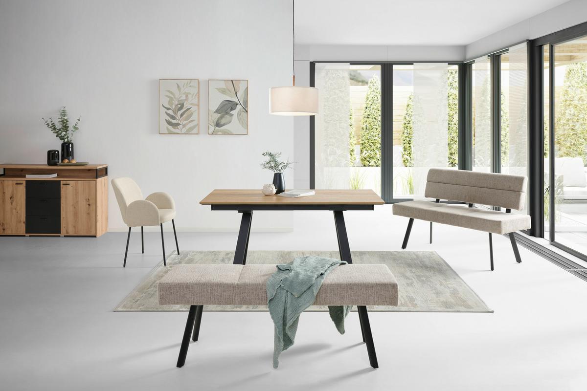 ŁAWKA PAROS - beżowy/czarny, Konventionell, metal/tkanina (140/88/62cm) - Livetastic