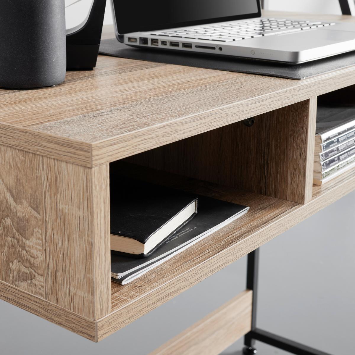Schreibtisch Denis Eichefarben MDF ca. 100x48 cm - Eichefarben/Schwarz, MODERN, Holz/Metall (100/48/94cm) - Bessagi Home