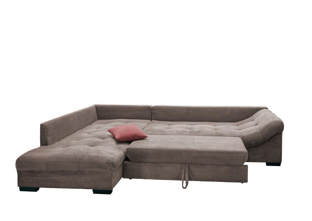 Sedežna Garnitura Alvito, Rjava, Siva, Ležišče - rjavosiva/barve korale, Design, tekstil/les (202/298cm) - Modern Living