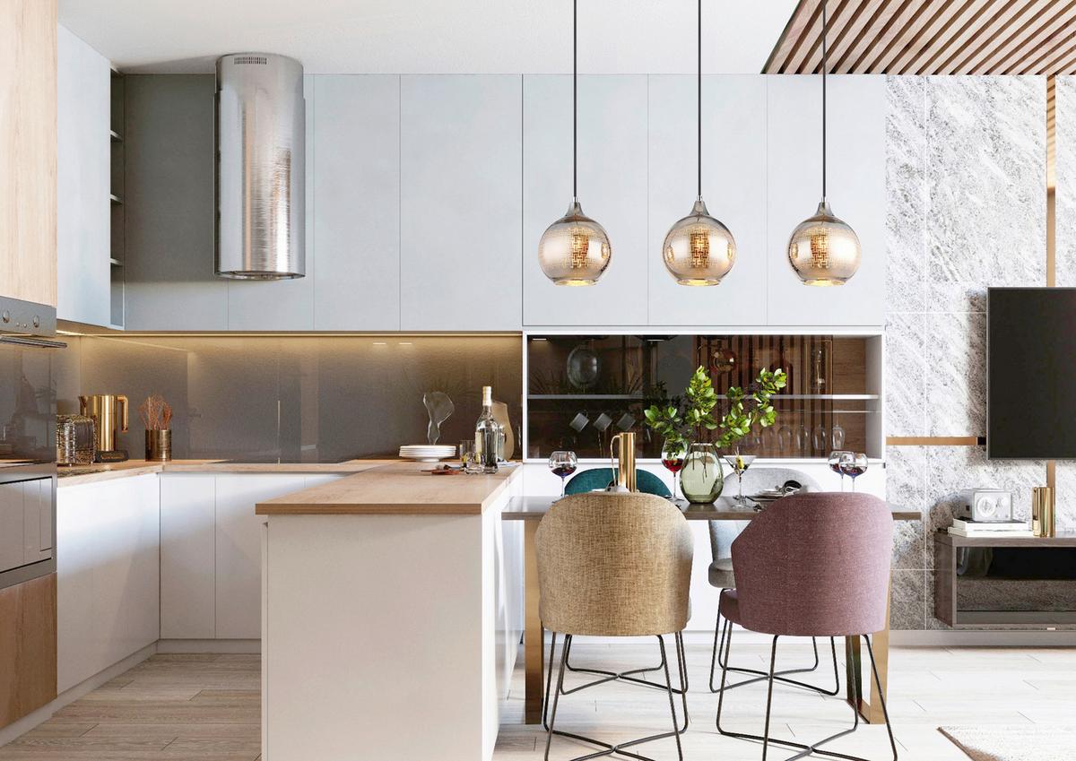 LAMPA WISZĄCA LOTTE - kolor srebrny/kolor chromowy, Design, metal/szkło (86/20/129cm) - Collet's Monde