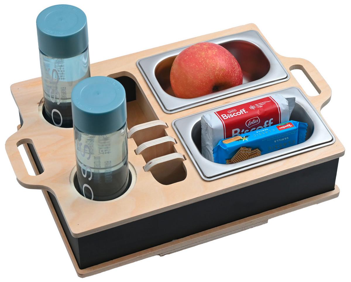 Couchbar Snacky in Natur/Schwarz/Silber - Silberfarben/Schwarz, Modern, Holz/Metall (42,2/27/11,5cm) - Mömax
