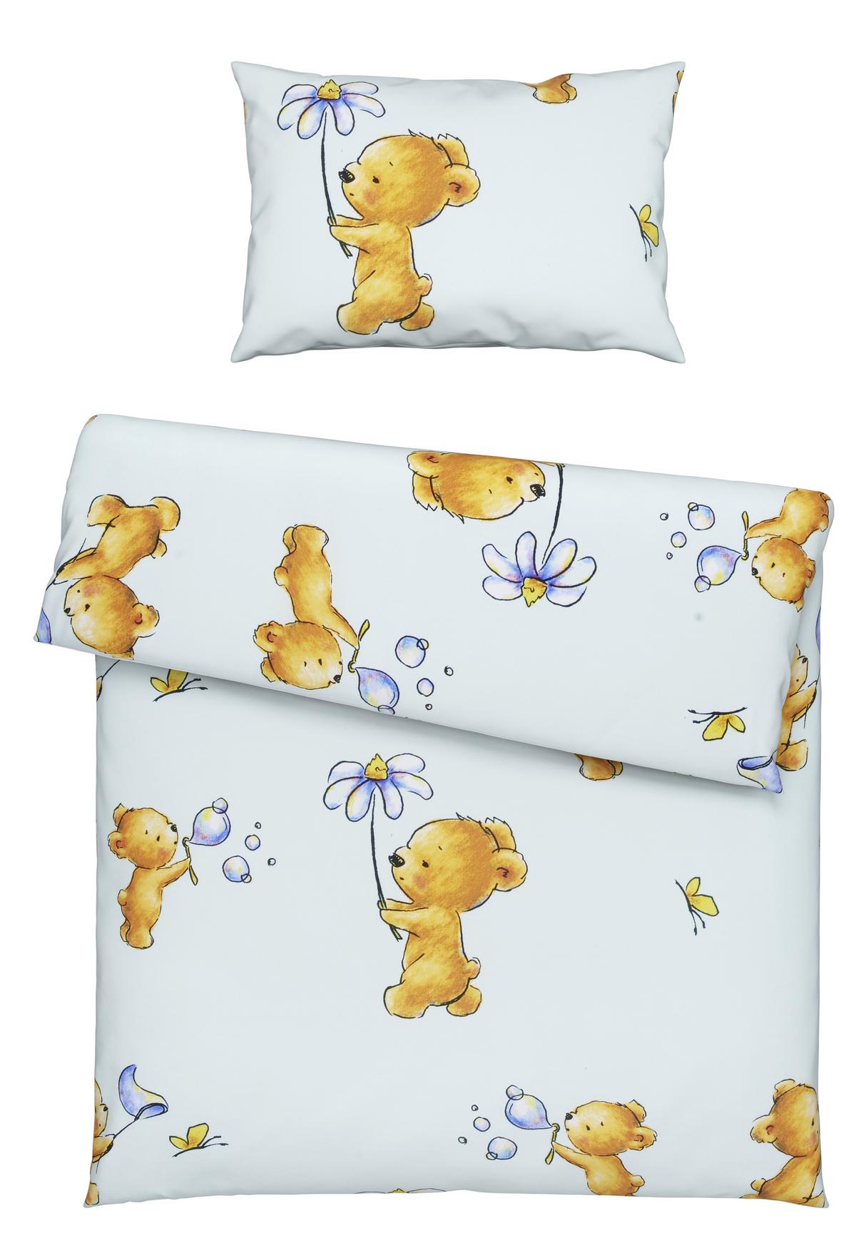 Kinderbettwäsche Bärli in diversen Farben - Rosa/Weiß, Textil (100/135cm) - Modern Living