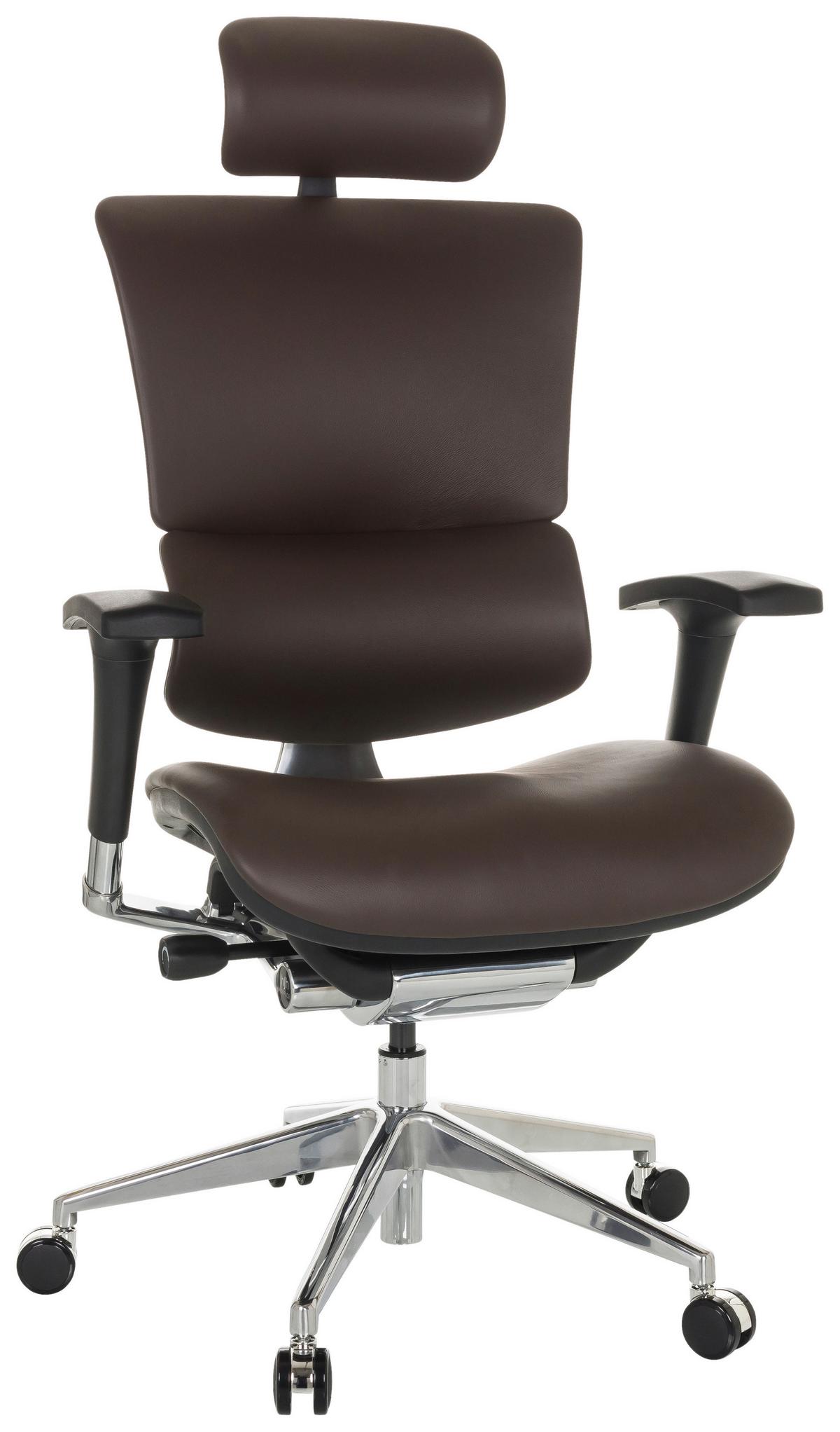 Pisarniški Stol Ergo-u2 L, Temno Rjava - srebrne barve/temno rjava, Basics, kovina/umetna masa (70/124-146/67cm) - MID.YOU