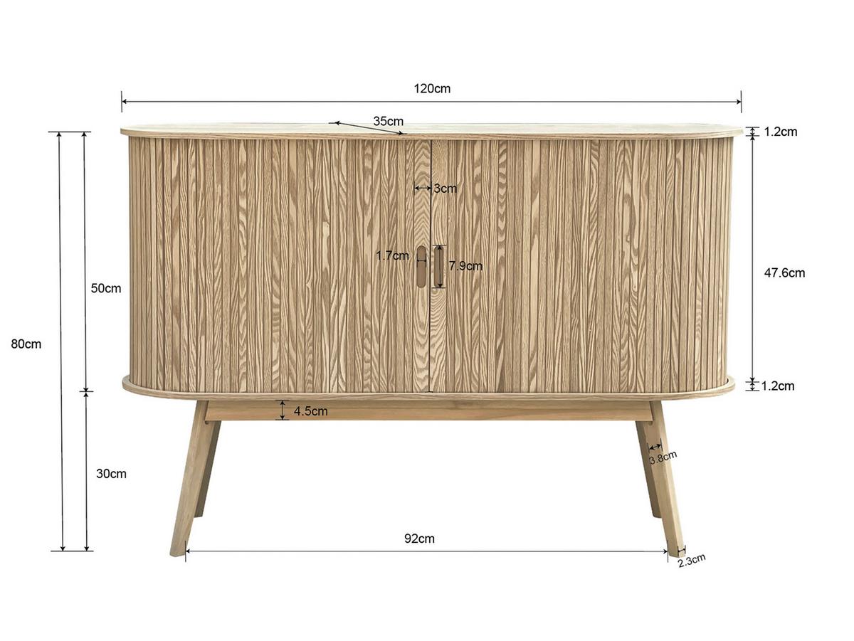 Komód Skandy - natúr színű, Modern, faalapú anyag/fa (120/80/35cm) - Premium Living