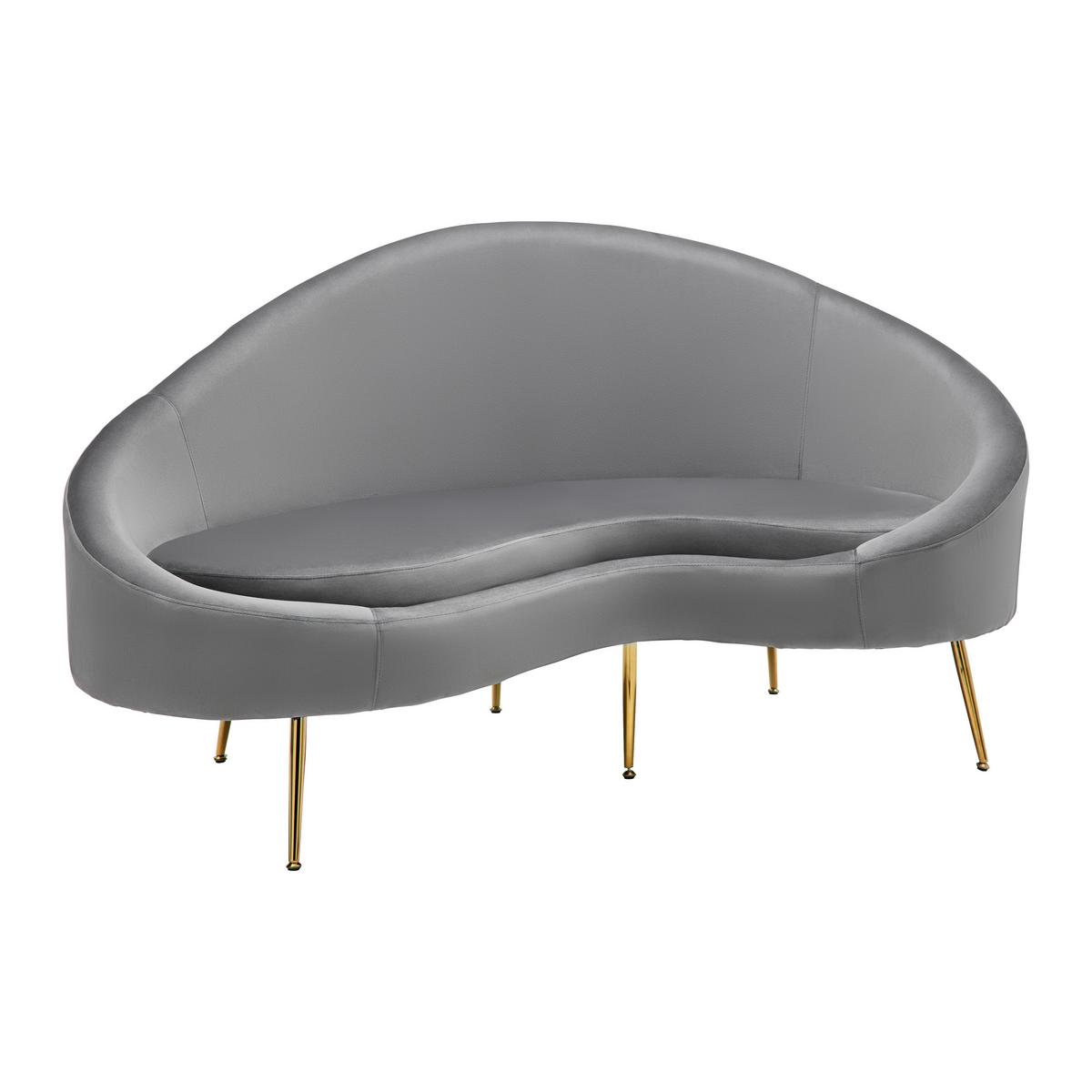 Dvosed Lou, Siva, Žamet - zlate barve/siva, Moderno, kovina/tekstil (172/93/89cm) - Bessagi Home