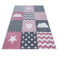 Kinderteppich Kids Grau/Weiß/Pink ca. 120x170cm - Pink/Weiß, Trend, Textil (120/170cm) - Ayyildiz 