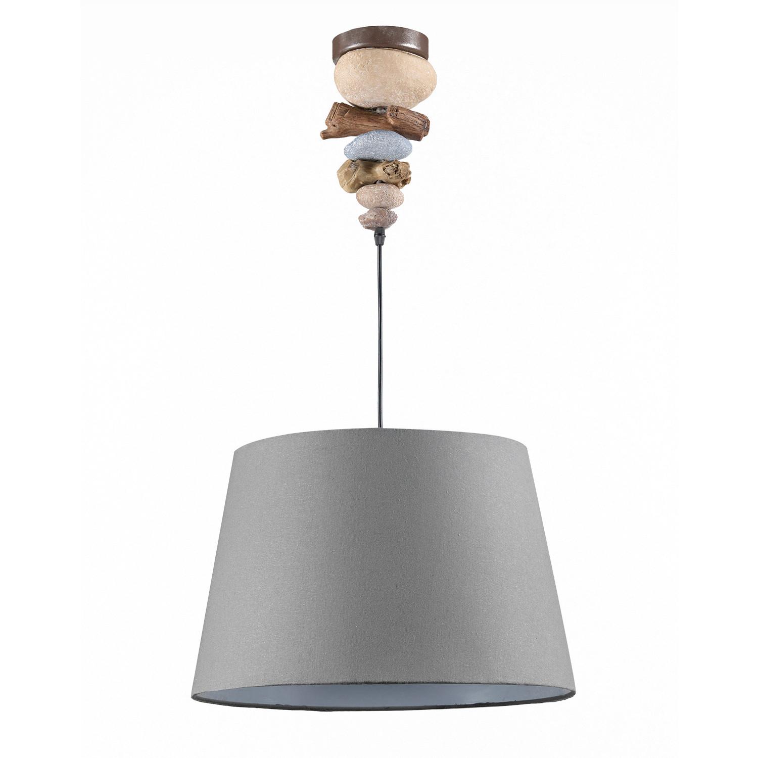 Hängeleuchte Vera Blaugrau max. 22 Watt - Blaugrau, Natur, Textil/Stein (45/90cm)