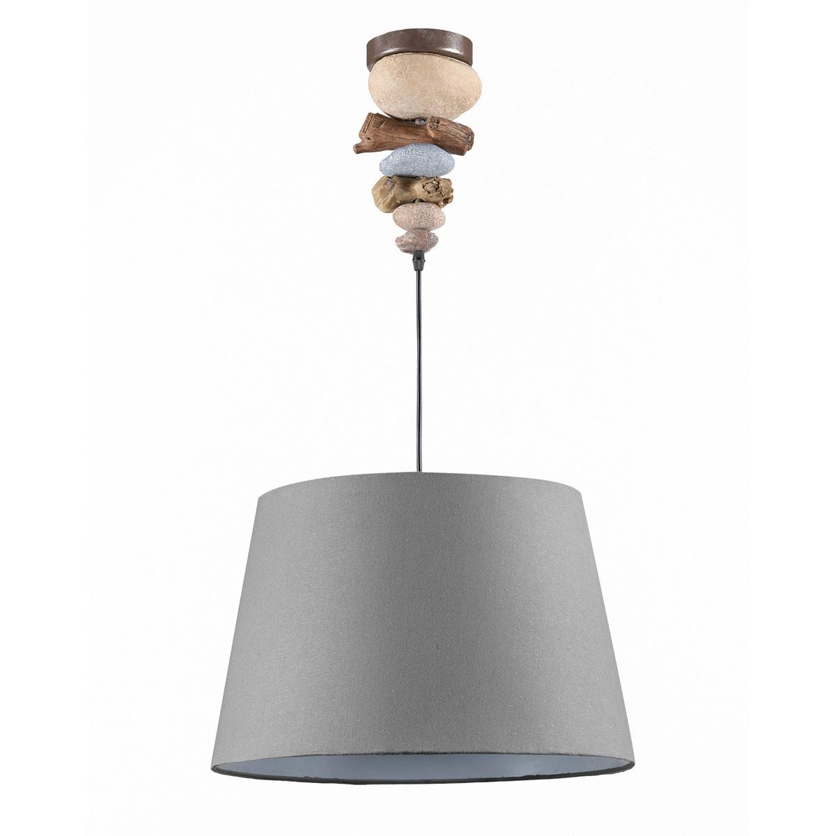 Hängeleuchte Vera Blaugrau max. 22 Watt - Blaugrau, Natur, Textil/Stein (45/90cm)