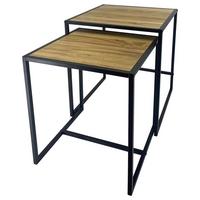 Mizica Duos, 2-Delni Set - črna/barve akacije, Moderno, kovina/leseni material (45/50/45cm)