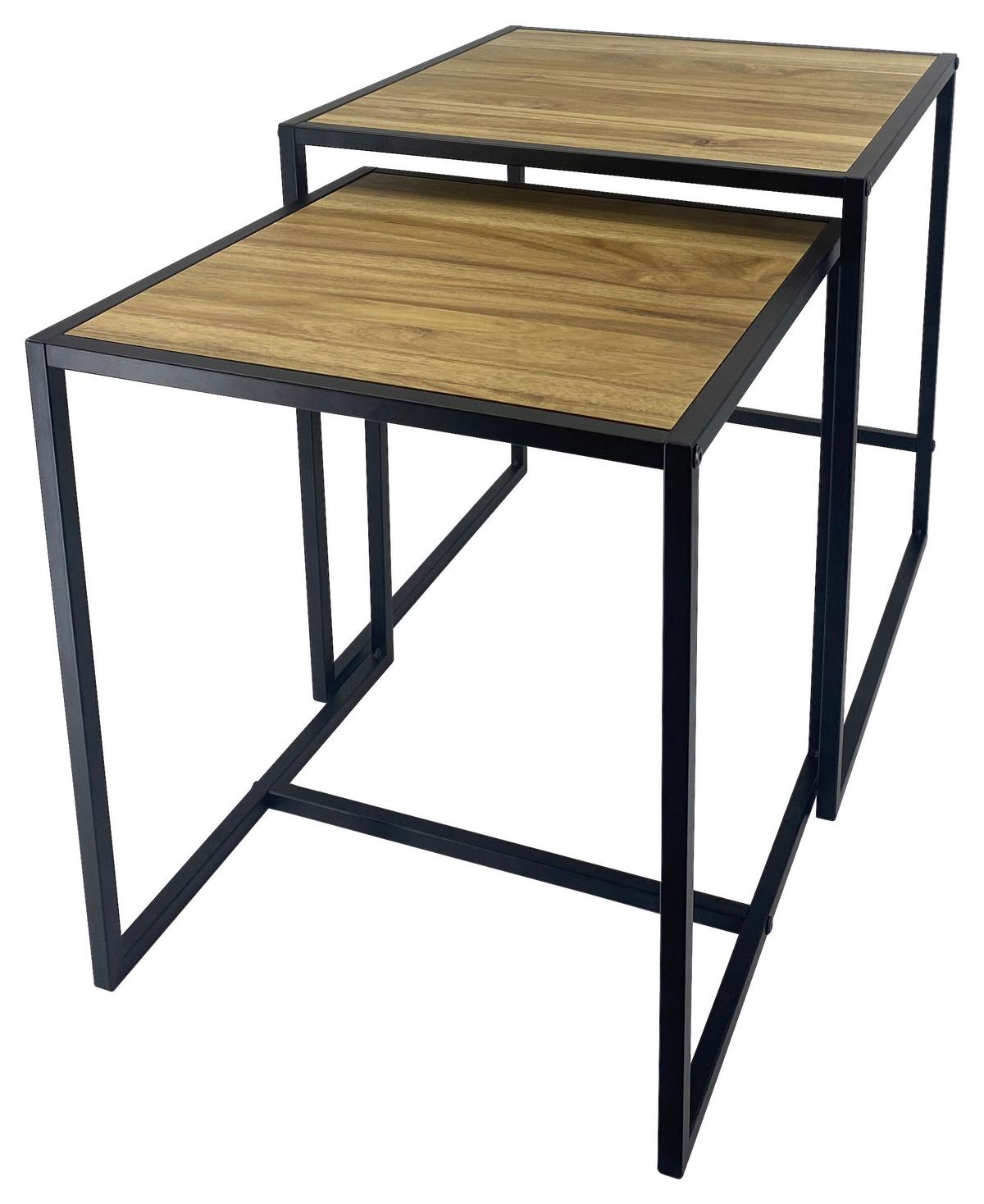 Mizica Duos, 2-Delni Set - črna/barve akacije, Moderno, kovina/leseni material (45/50/45cm)