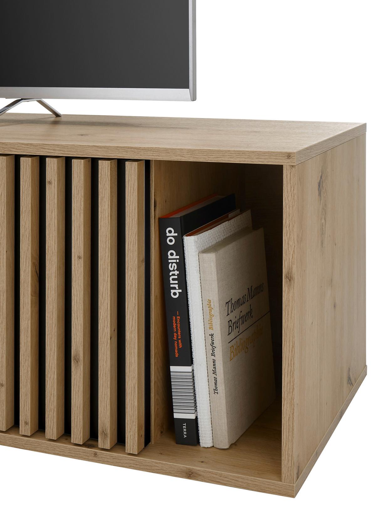 Nizka Omarica Chiara, Barva Hrasta - črna/hrast artisan, Design, kovina/leseni material (150/43/40cm) - Livetastic