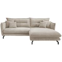 Wohnlandschaft Lava Beige Cord - Beige/Schwarz, MODERN, Textil/Metall (255/180cm) - Livetastic