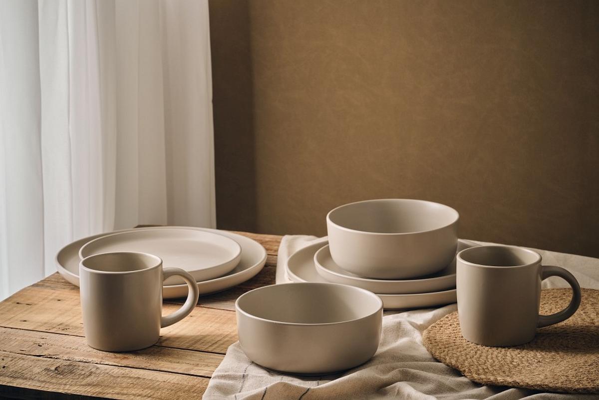 SERWIS OBIADOWO-ŚNIADANIOWY 21015 - taupe, Trend, ceramika - Novel
