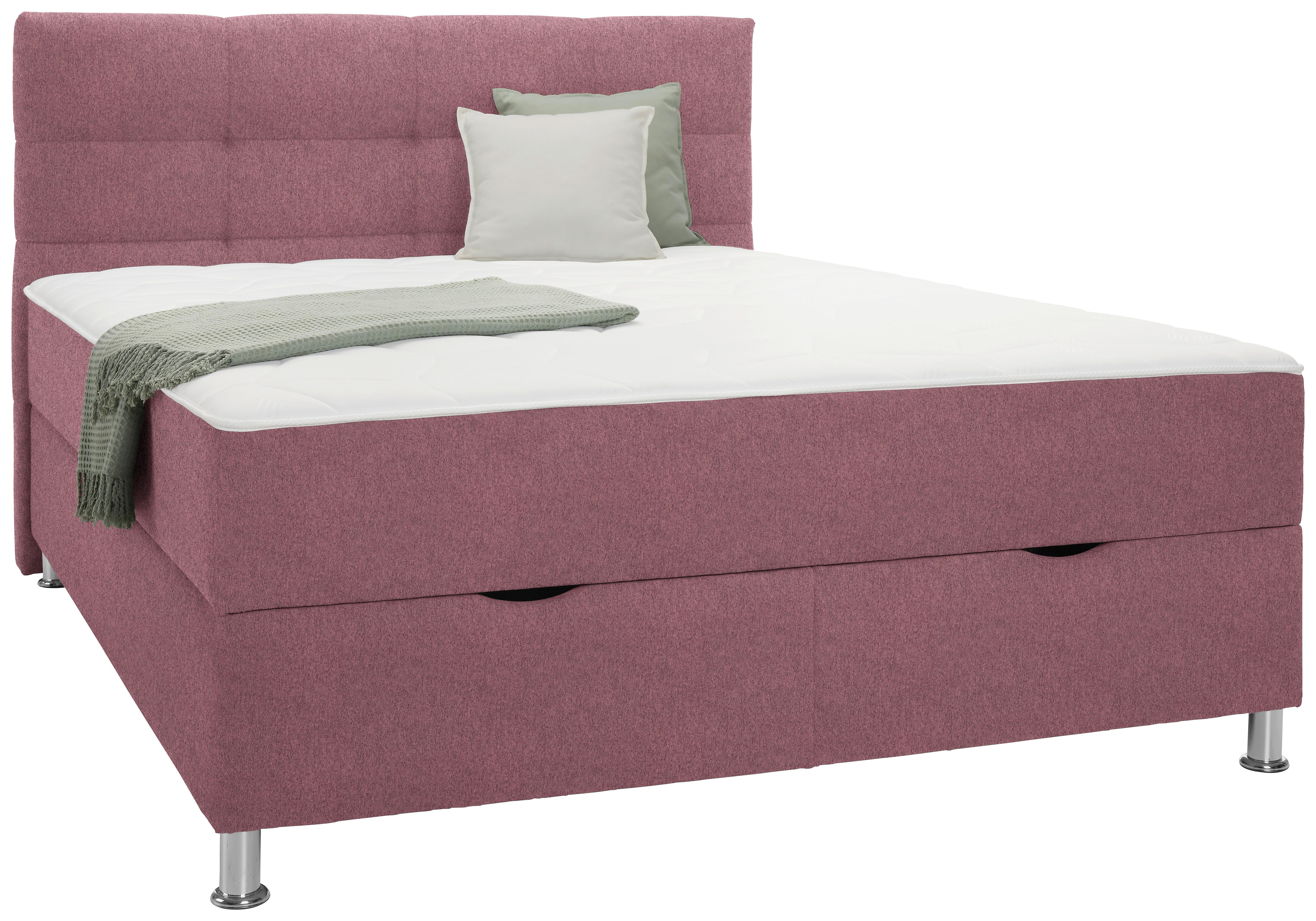 Boxbett Ovideo 160 in Weinrot ca. 160x200cm - Weinrot, KONVENTIONELL, Textil/Metall (160/200cm) - Mömax