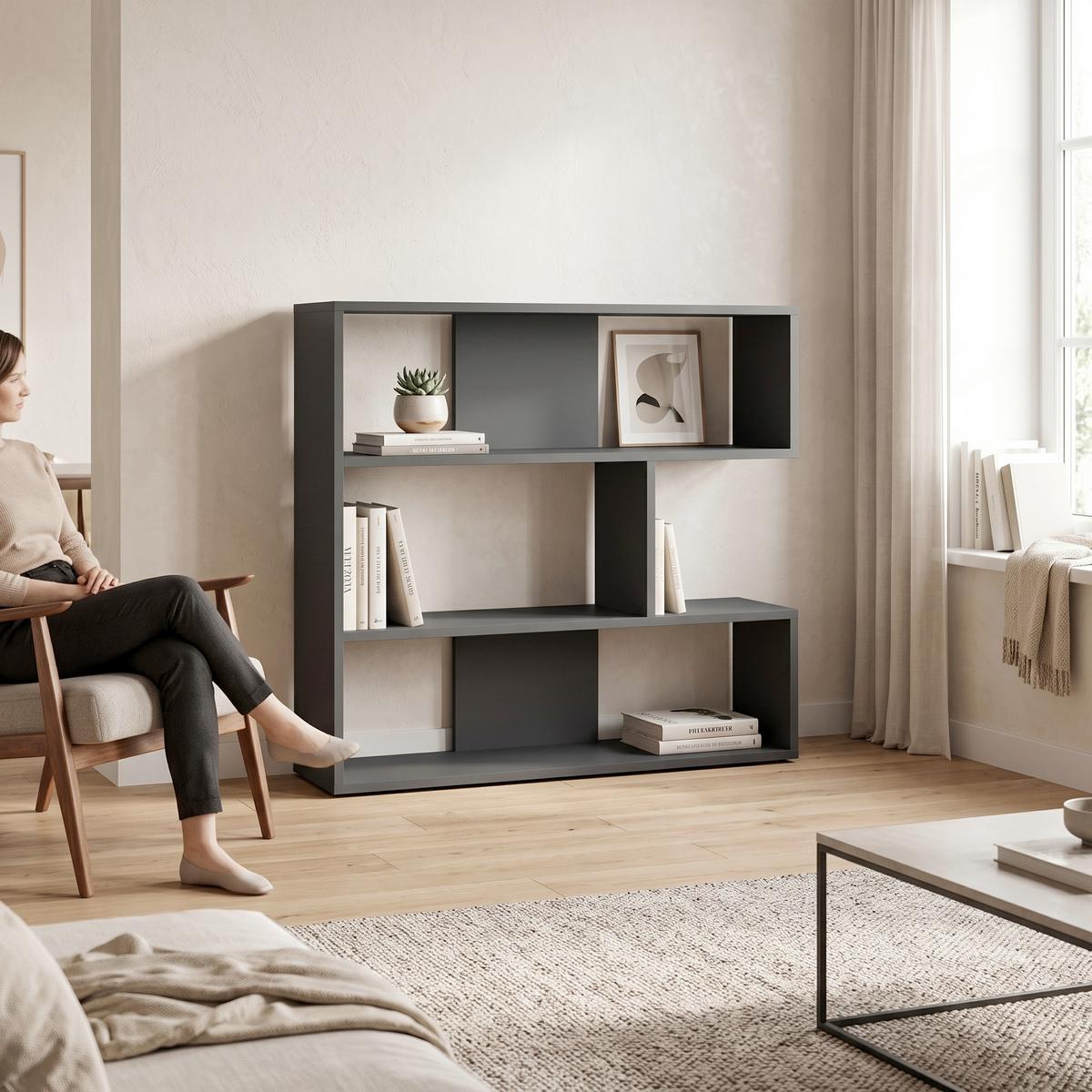 Bücherregal Molly ca. 94x89x30 cm Anthrazit - Design (94/89/30cm) - Livetastic