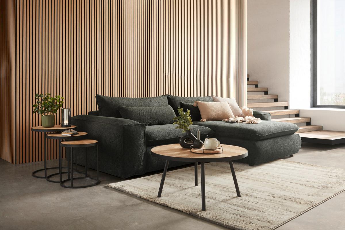 Wohnlandschaft Linz Schwarz - Schwarz, MODERN, Holzwerkstoff/Kunststoff (296/80/181cm) - Mömax