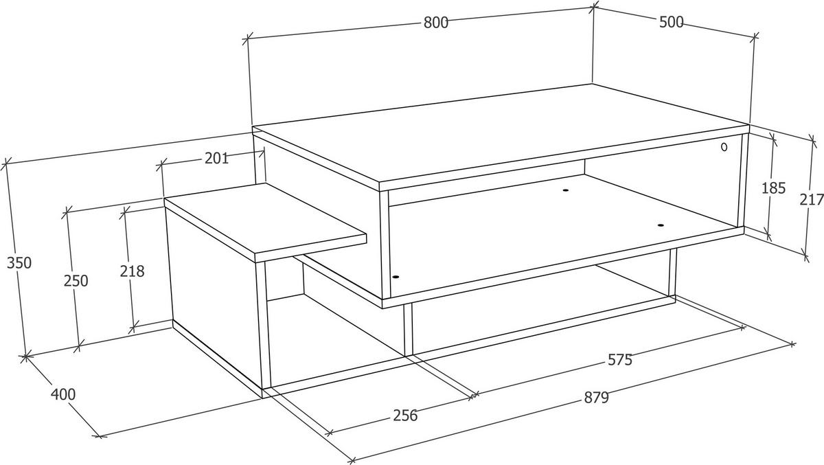 Klubska Miza Runila, Antracit, Bela, 88x50 - bela/antracit, Moderno, leseni material (88/50/35cm) - MID.YOU
