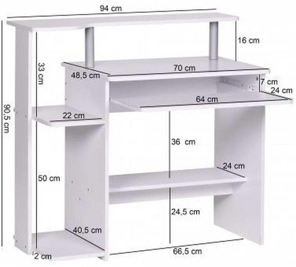 Računalniška Miza Computertisch - bela, Konvencionalno, leseni material (94/48,5/90,5cm) - MID.YOU