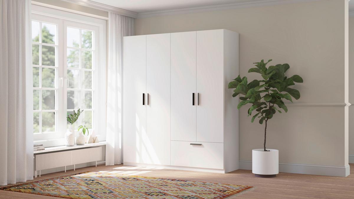 Omara S Klasičnimi Vrati Milos 4t1s - črna/bela, Moderno, umetna masa/leseni material (180/210/52cm) - Mömax