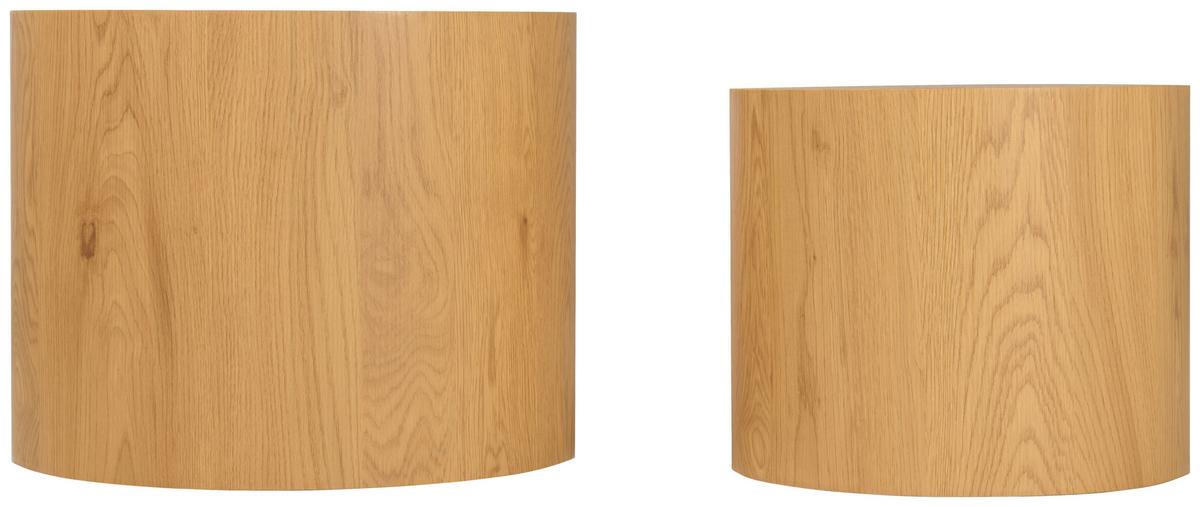 ZESTAW STOLIKÓW BOCZNYCH LISBETH - kolor dębowy, Design, materiał drewnopochodny (38-48/38-48/32-38cm) - Carryhome