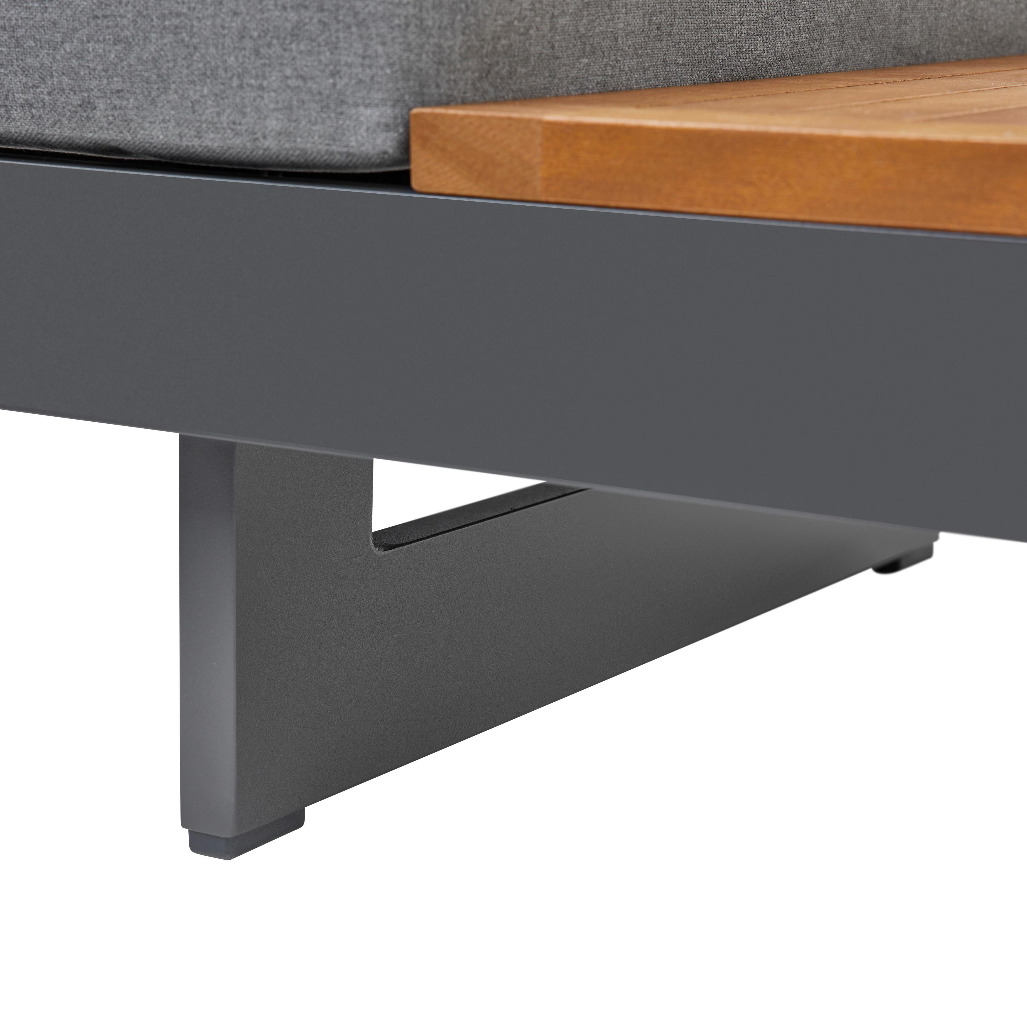 Loungegarnitur "Amaia", grau, Outdoorgewebe - Dunkelgrau/Grau, MODERN, Holz/Textil (253/323cm) - Bessagi Garden