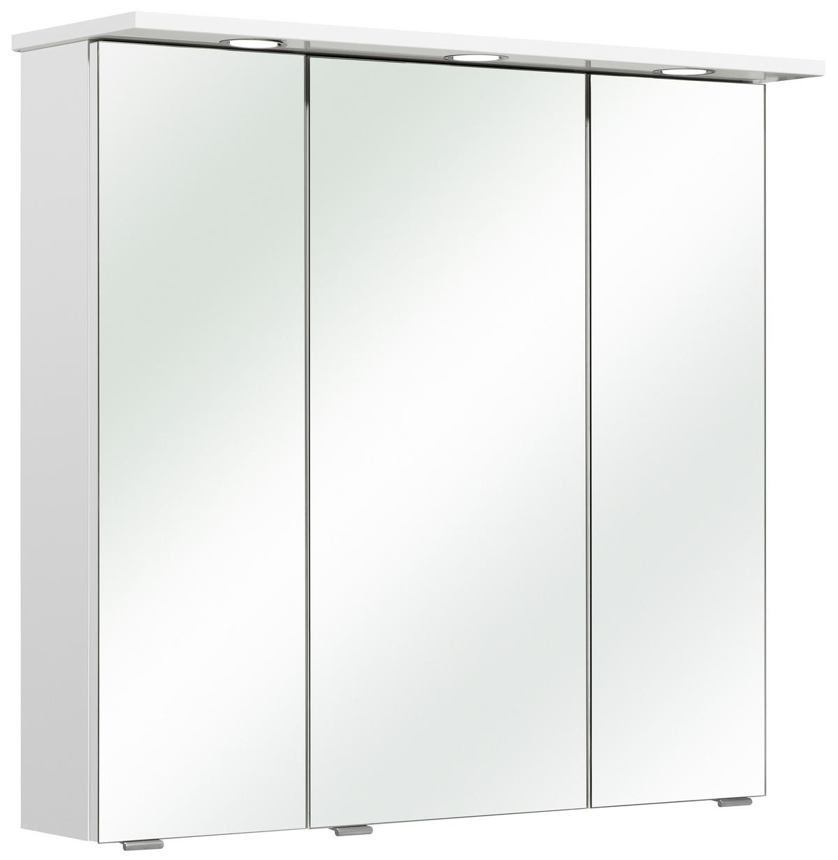 SZAFKA Z LUSTREM DORIA - biały/kolor chromowy, Konventionell, materiał drewnopochodny/metal (80/78/20cm) - Xora