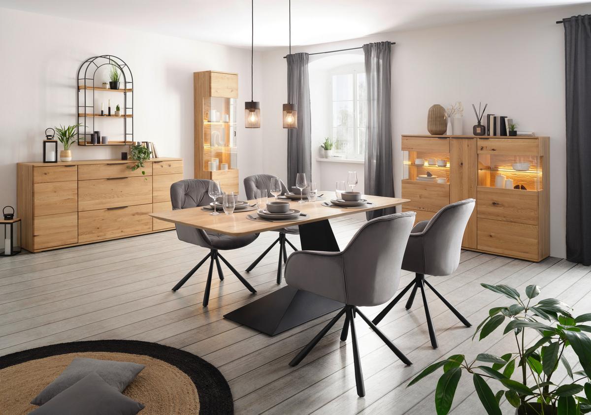 Sideboard Valera in Wildeiche - Wildeiche/Schwarz, KONVENTIONELL, Holz/Holzwerkstoff (180/90/44cm) - Premium Living
