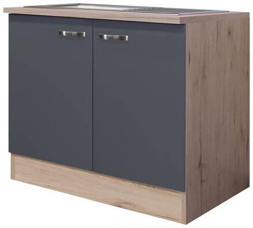 CORP INFERIOR DE BUCĂTĂRIE SHADOW   DSPU 100 ES - gri închis/stejar San Remo, Modern, material pe bază de lemn (100/85/60cm)