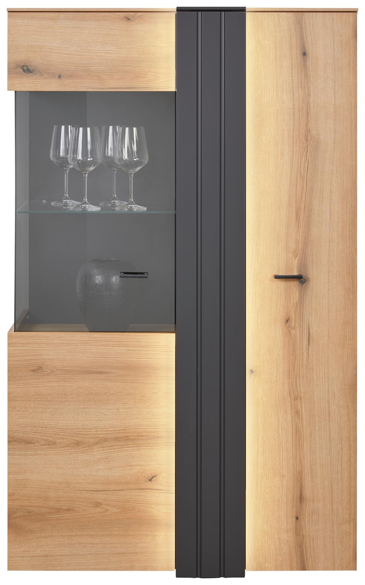 Vitrine Verdana in Eiche/Grau - MODERN, Glas/Holzwerkstoff (93,6/152/44,8cm) - Mömax