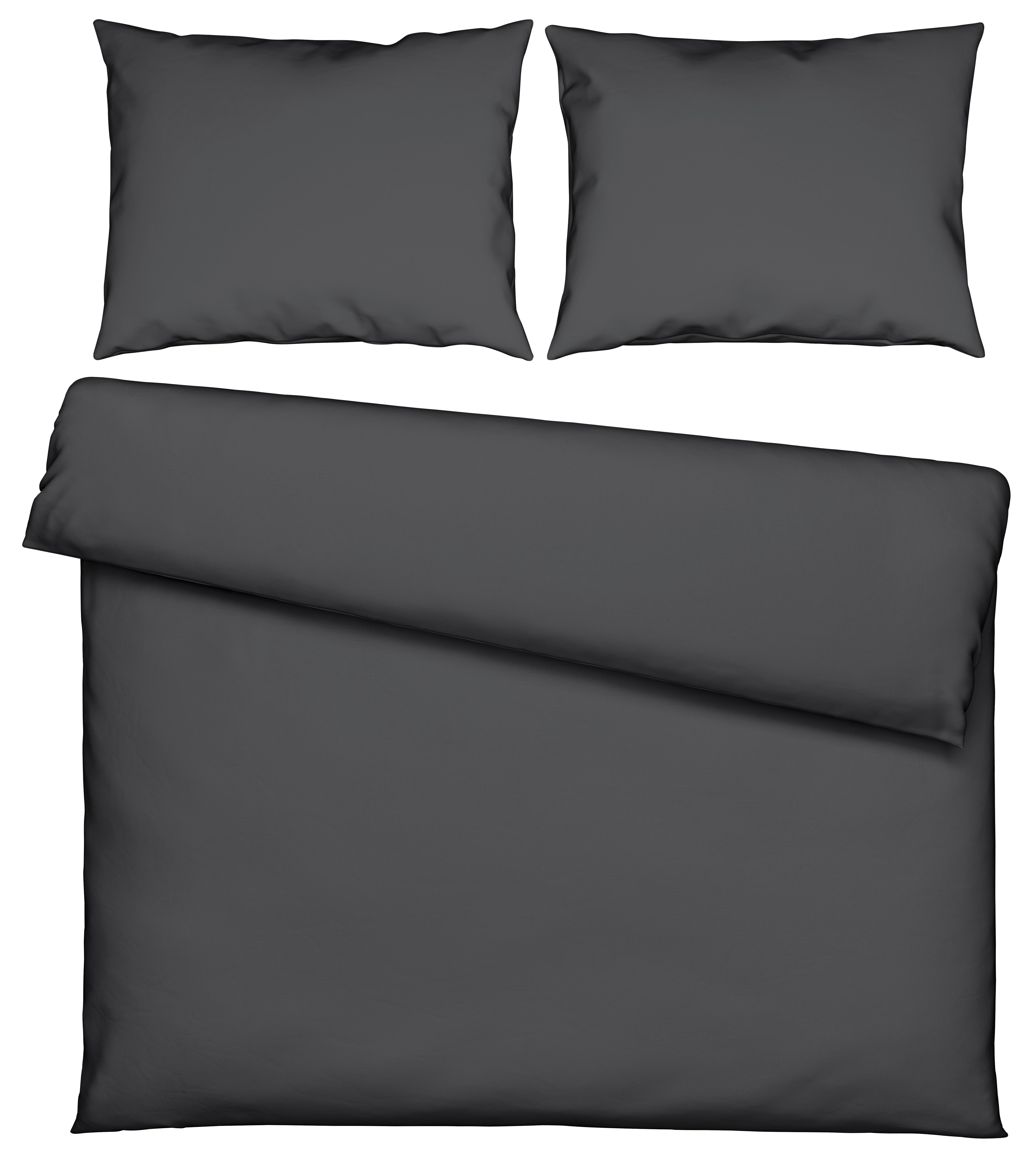 Bettwäsche Stone Washed Uni XXL Anthrazit ca. 200x220cm - Anthrazit, MODERN, Textil (200/220cm) - Modern Living