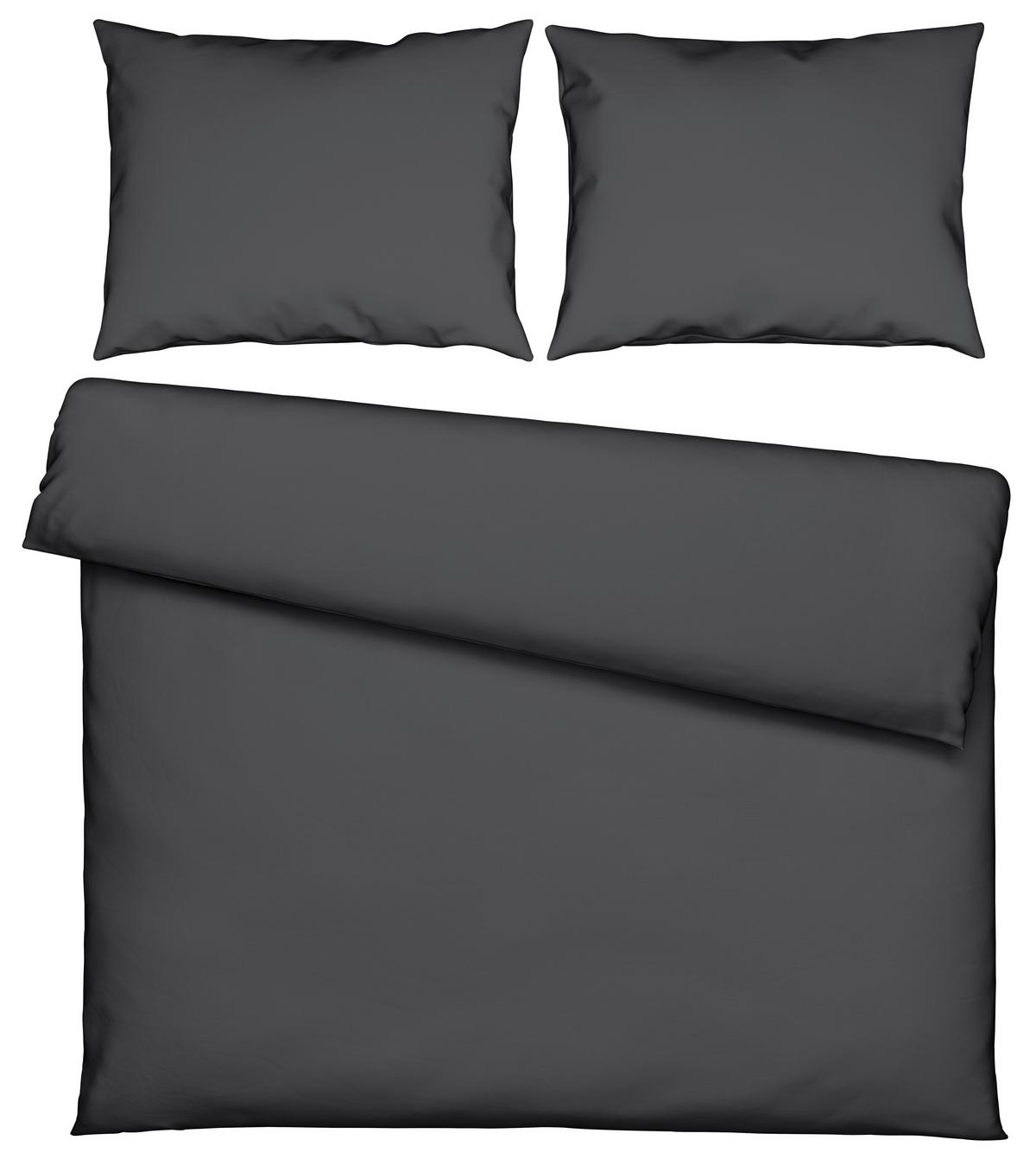 Bettwäsche Stone Washed Uni XXL Anthrazit ca. 200x220cm - Anthrazit, MODERN, Textil (200/220cm) - Modern Living