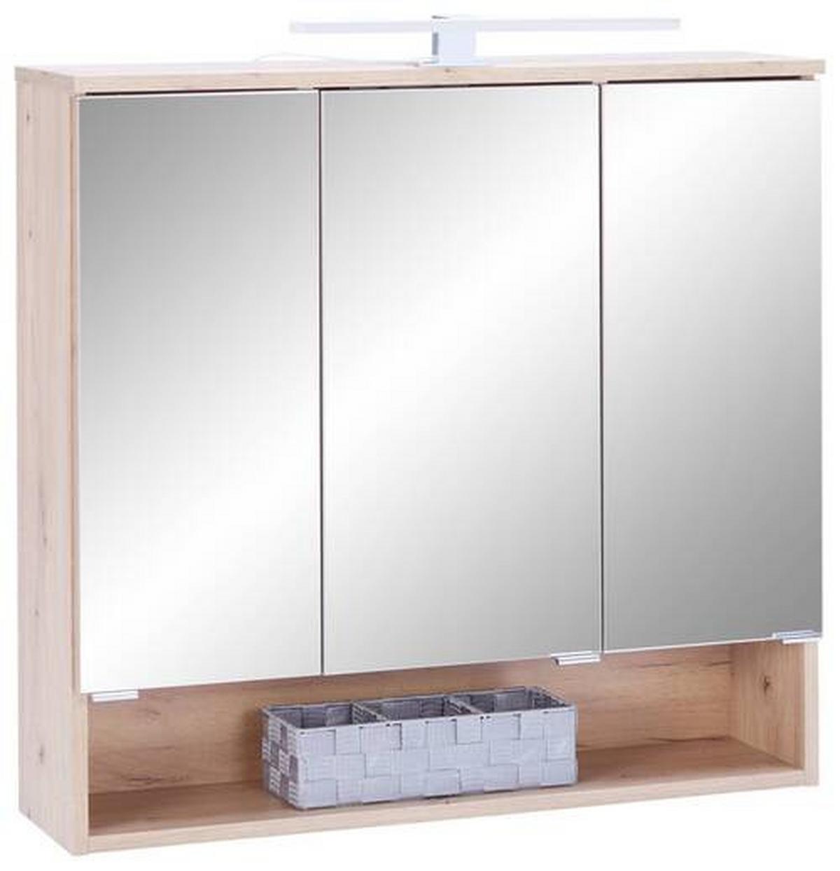 Element S Ogledalom Fresh - hrast Artisan/boje kroma, Konvencionalno, staklo/drvni materijal (80/75/20cm) - Modern Living