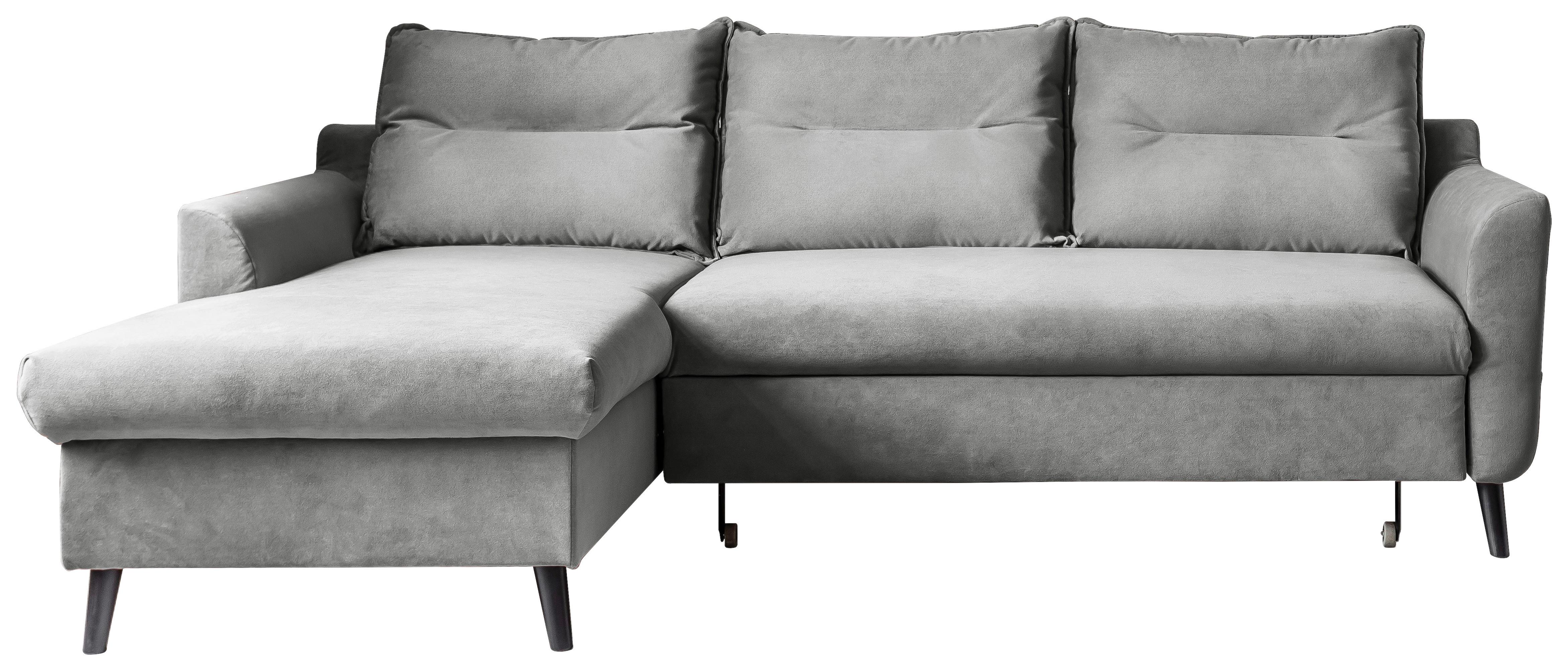 Eckschlafsofa in Hellgrau ´STYLISH STAN HELLGRAU´ - Hellgrau/Schwarz, Basics, Holz/Textil (150/230cm) - MID.YOU