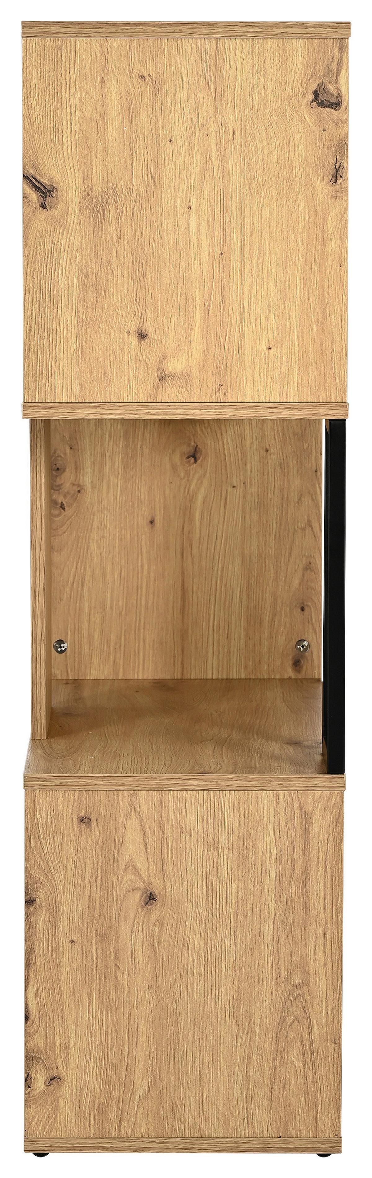 Polica Marbella - hrast Artisan/crna, Moderno, drvni materijal/metal (60/106/30cm) - Modern Living