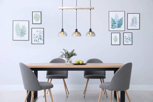 Hängeleuchte Lindi Naturfarben max. 15 Watt - Schwarz/Naturfarben, Natur, Glas/Holz (80/20/120cm) - Globo