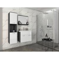 Kopalnica Montreal, Antracit, Bela, 4-Delno - hrast wotan/bela, Trendi, kovina/leseni material (90cm) - P & B