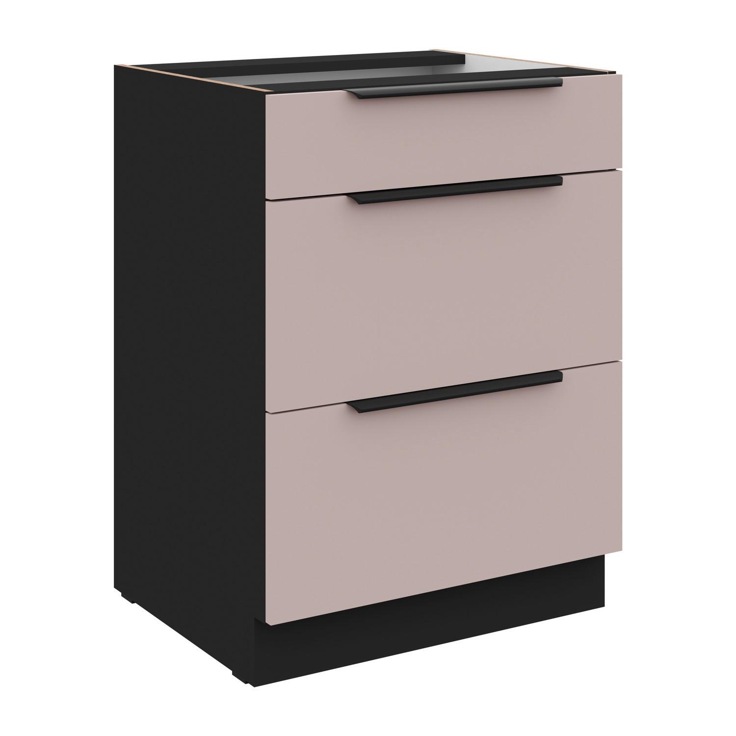 Baza 60 3 Ladice Arona - bijela/bež, Moderno, drvni materijal/metal (80/82/52cm)