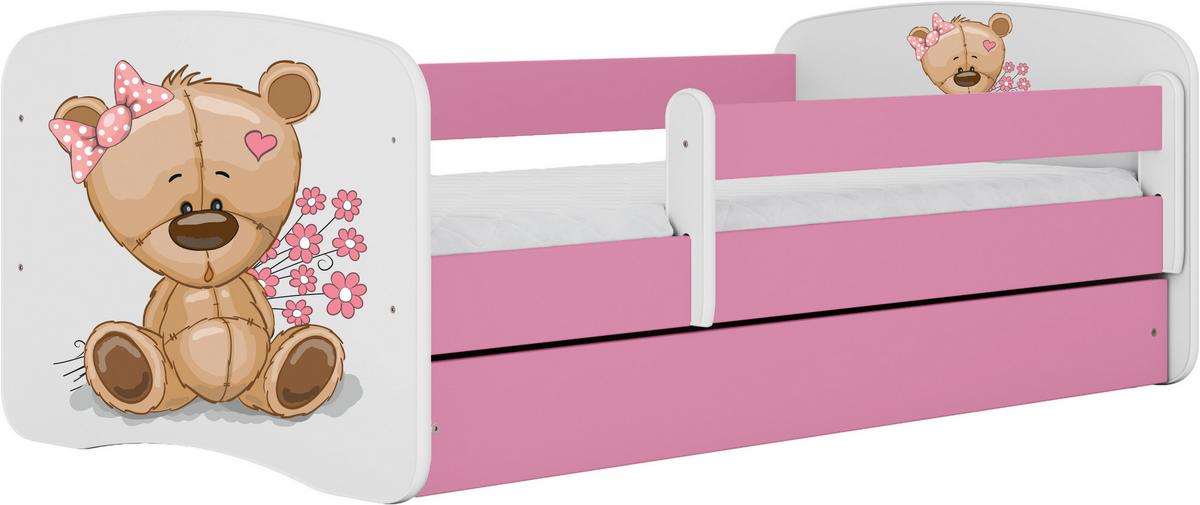 Otroška Postelja Babydreams, Bela, Roza, 80x160cm - pink/bela, Moderno, tekstil/leseni material (80/160cm) - MID.YOU