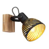 Strahler Lenna max. 40 Watt - Dunkelbraun/Goldfarben, Basics, Holz/Metall (12,5/25/16,5cm) - Globo