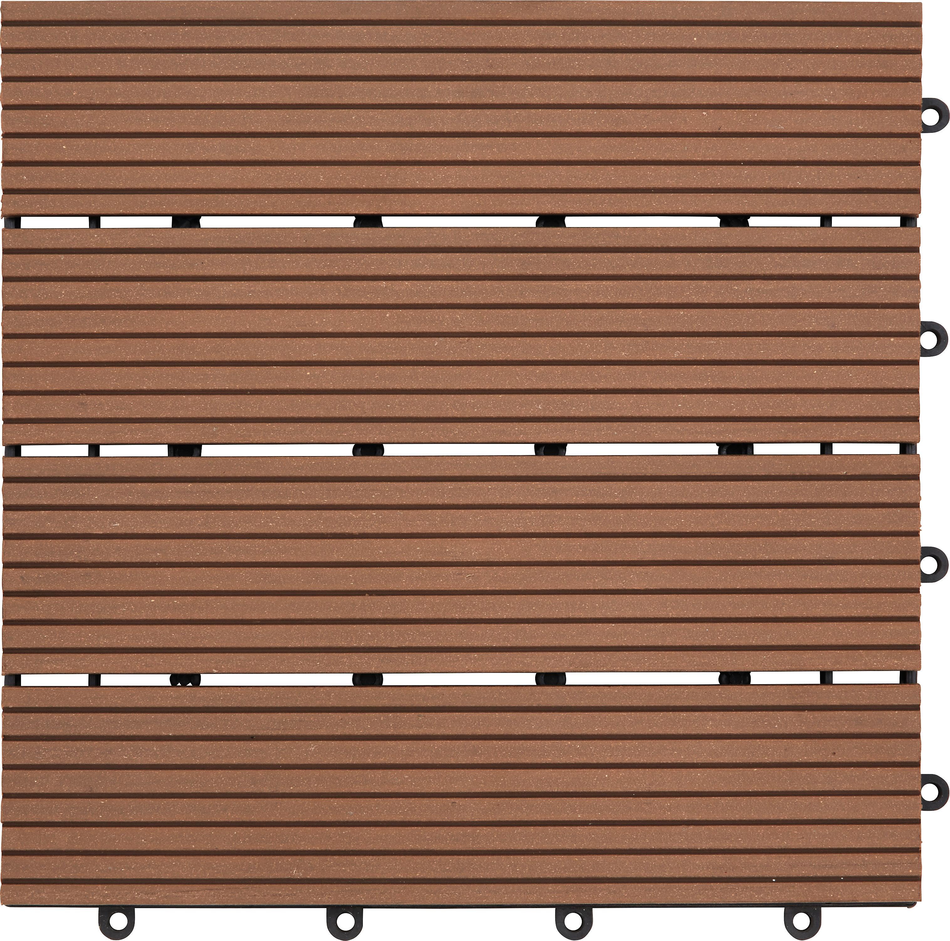 Terrassenfliese Willi Braun 22-teilig aus Kunststoff - Braun, Kunststoff (30/2,2/30cm) - Mömax