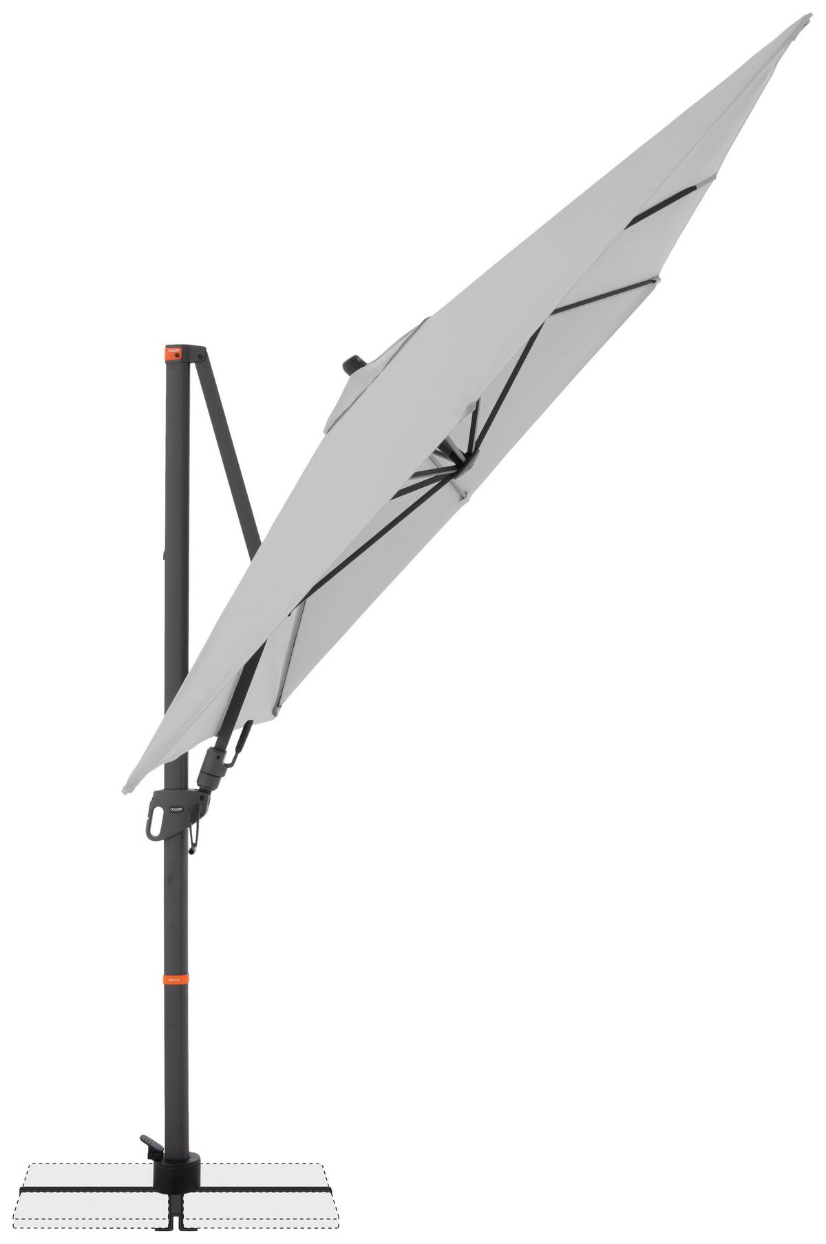 Ampelschirm Myzone Hellgrau ca. 320x240cm - Anthrazit/Hellgrau, Basics, Textil/Metall (320/240cm) - Doppler