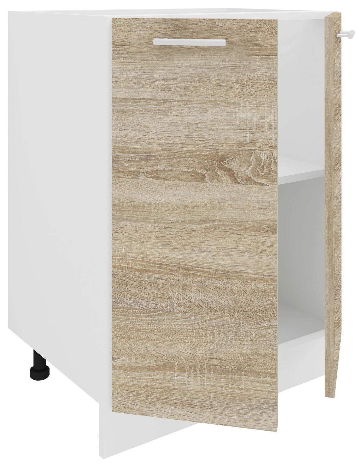 Kuhinjska Spodnja Omarica Esilo, Hrast, Bela - bela/barve aluminija, Konvencionalno, kovina/leseni material (60/82/46cm) - MID.YOU