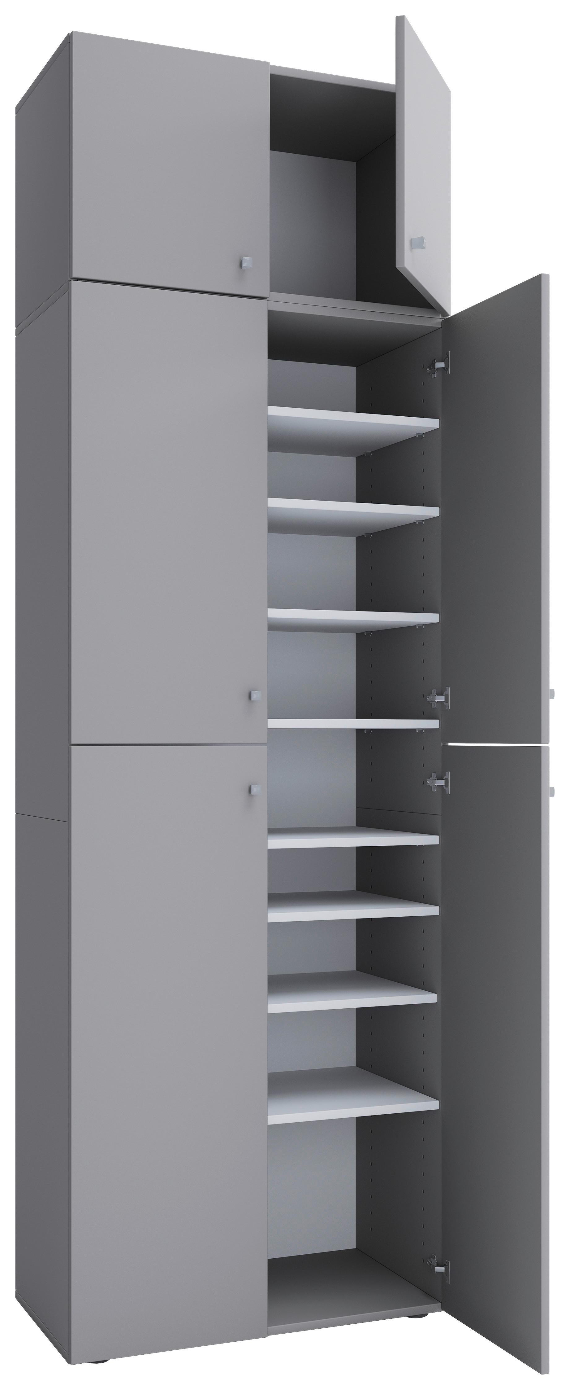 Schuhschrank Lona XXL ca.70x223x39cm Grau - Schwarz/Grau, MODERN, Holzwerkstoff/Kunststoff (70/223/39cm) - MID.YOU