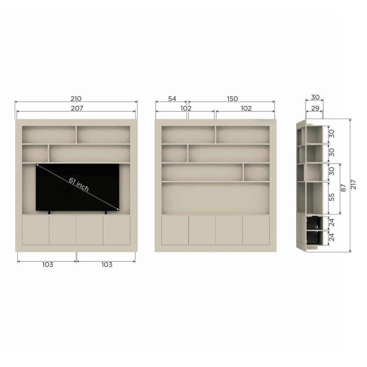 Regal Wallcover Grau - Grau, Design, Holz (210/229/31cm) - Livetastic
