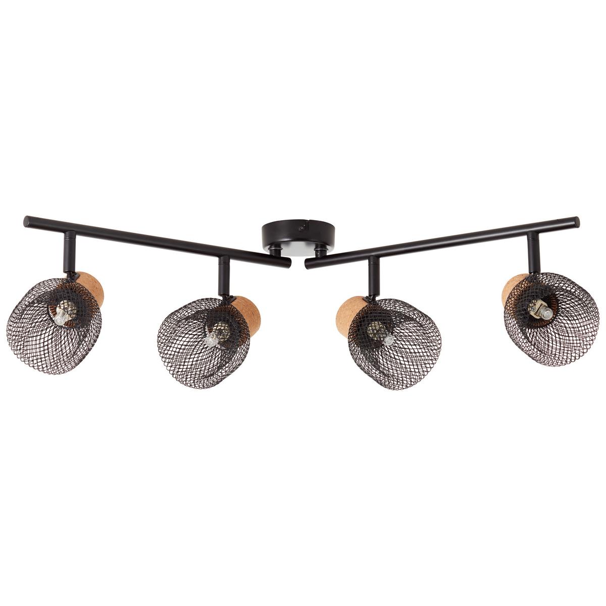 Deckenleuchte Flaka Schwarz max. 6 Watt - Schwarz, Natur, Holz/Metall (16,5/76,5/9cm) - Brilliant