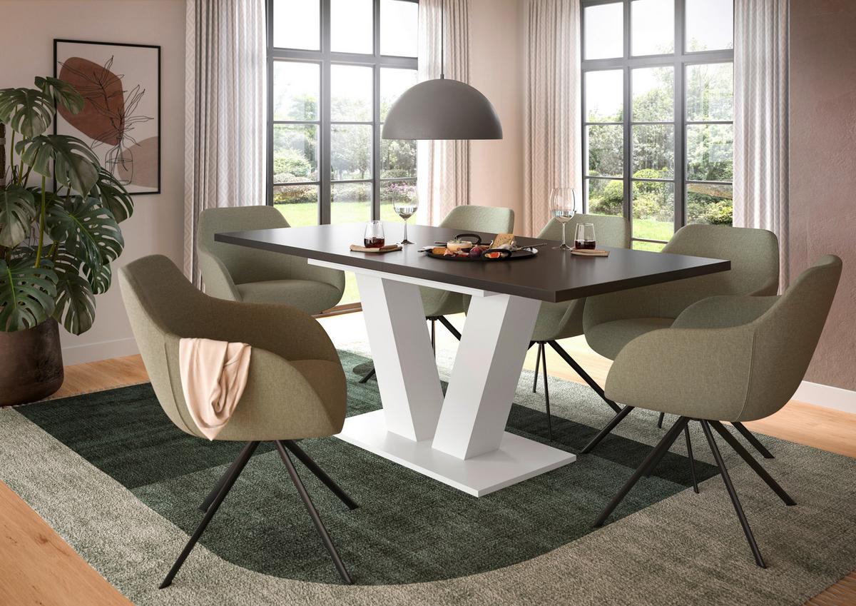 Ausziehtisch Marlon Grau ca. 150-190x90x76 cm - Weiß/Grau, Trend, Holzwerkstoff (150-190/90/76cm)