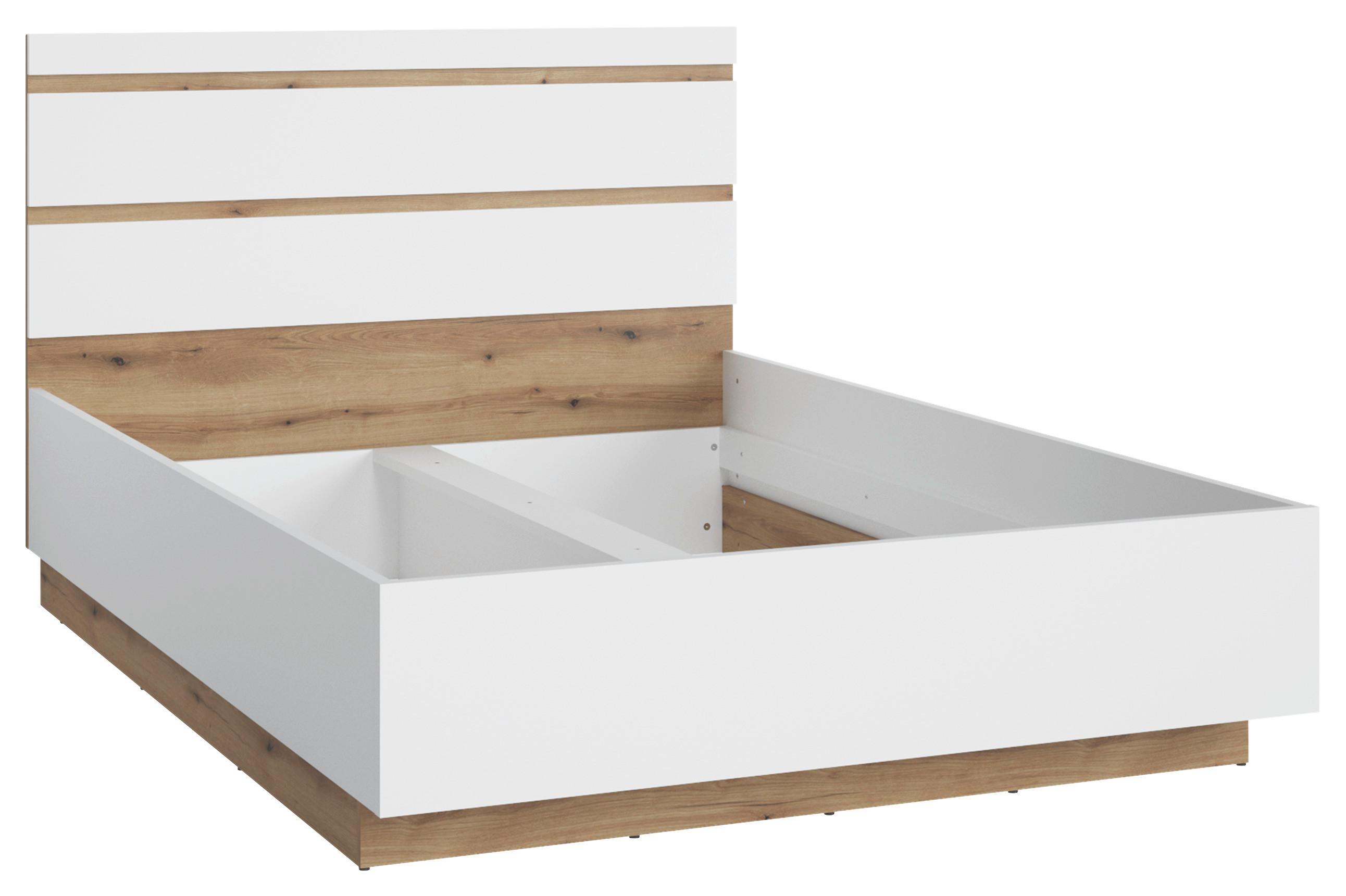 Krevet Calabria - bijela/boje hrasta, Moderno, drvni materijal/plastika (145/107,2/206,5cm) - Modern Living